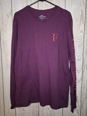 Nike Men's Long Sleeve Burgundy RF Logo Tee
